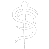 skinny puppy white logo on transparent background. s and p letters overlapping